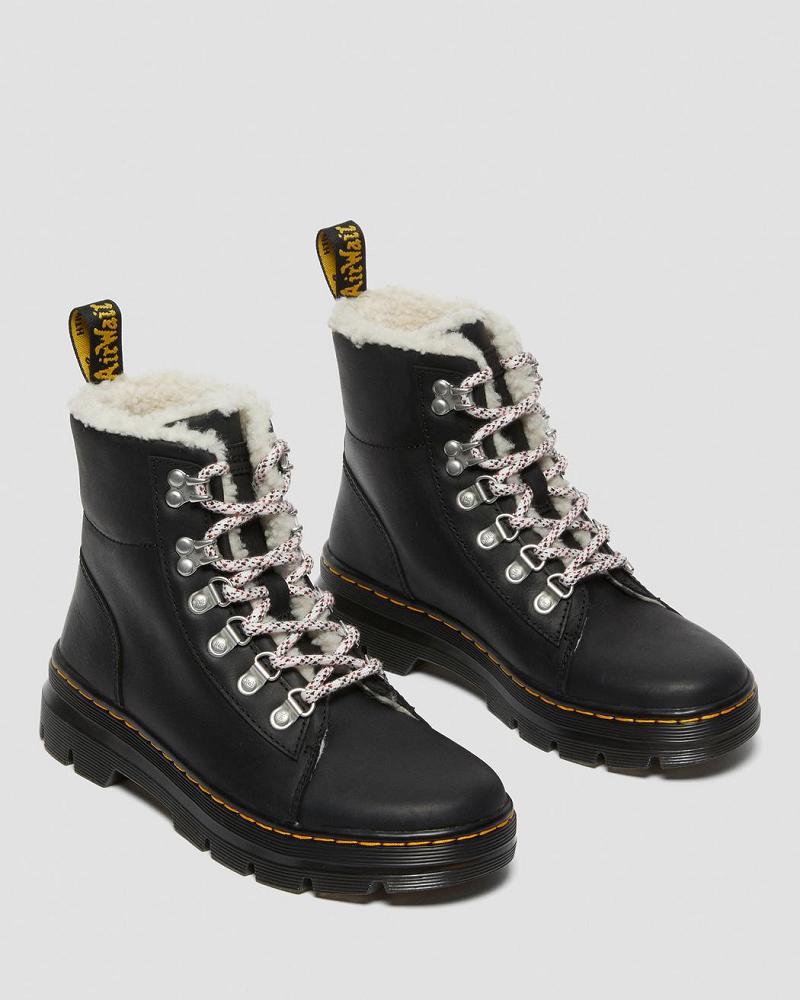 Dr Martens Combs Faux Shearling Gevoerde Winterschoenen Dames Zwart | NL 4OKI